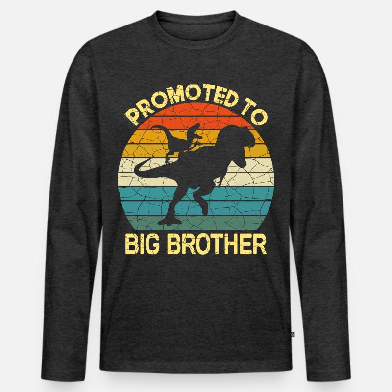 Befördert zum großen Bruder Dinosaurier - Männer Premium Bio Langarmshirt - Anthrazit meliert