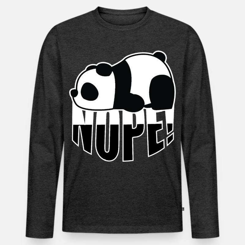 Panda Nope - Männer Premium Bio Langarmshirt - Anthrazit meliert