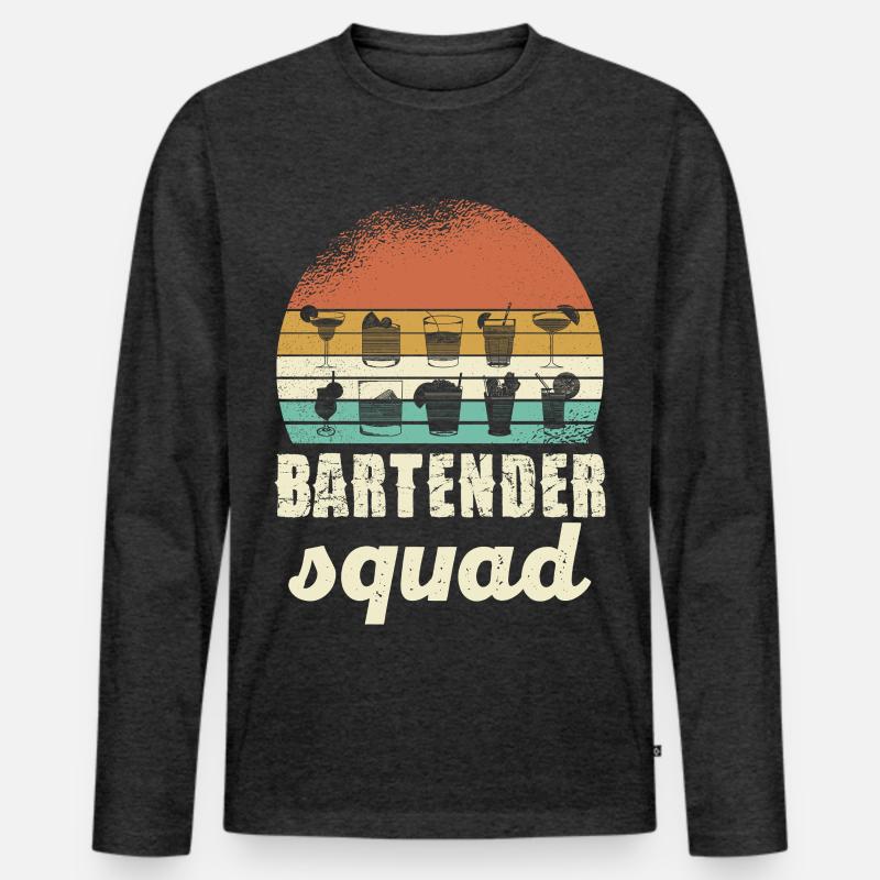 Bartender Squad Retro - Männer Premium Bio Langarmshirt - Anthrazit meliert