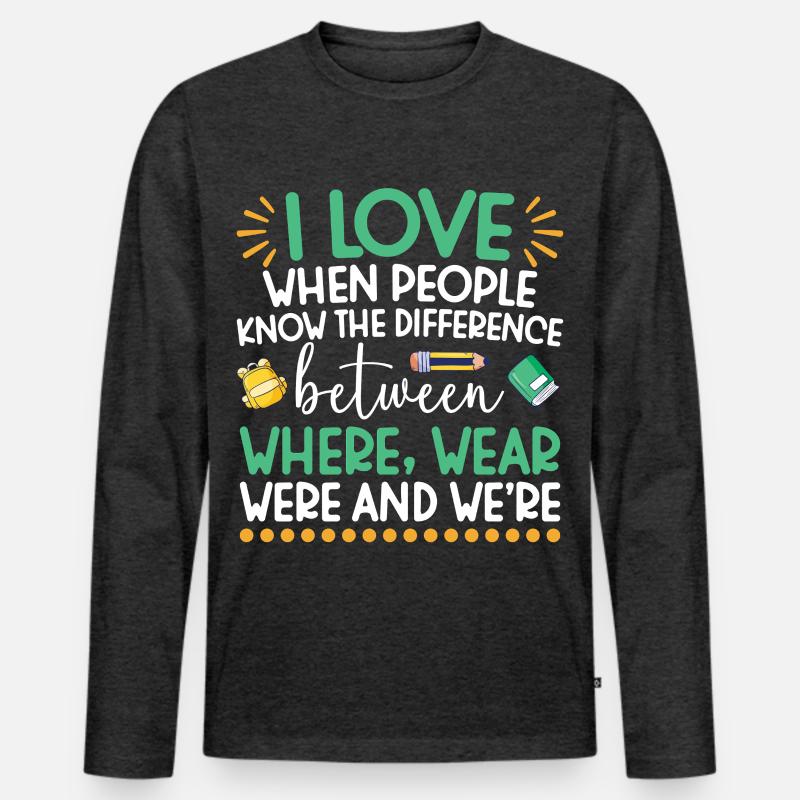ELA-Lehrerwertschätzung Englisch Sprachkunst - Männer Premium Bio Langarmshirt - Anthrazit meliert