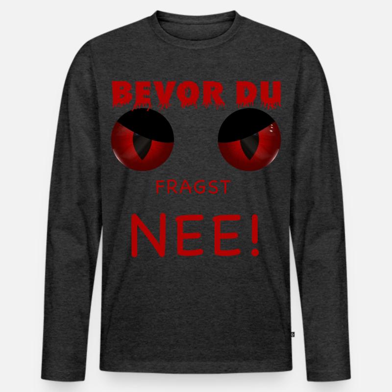Bevor du fragst - Nee - Männer Premium Bio Langarmshirt - Anthrazit meliert