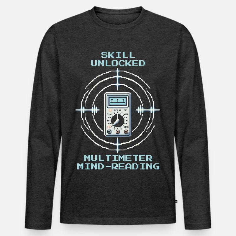 Multimeter-Mindreading | Messen Elektriker - Männer Premium Bio Langarmshirt - Anthrazit meliert