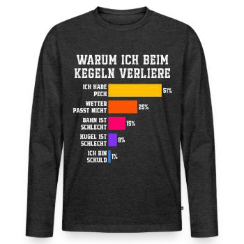 Pourquoi je perds au bowling Skittles - T-shirt manches longues Premium bio Homme - anthracite chiné - Devant - Nico (187cm)
