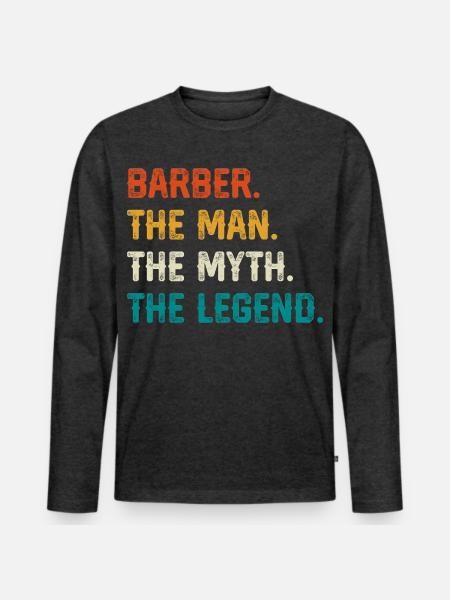Barber Myth Legend Shirt - Männer Premium Bio Langarmshirt - Anthrazit meliert