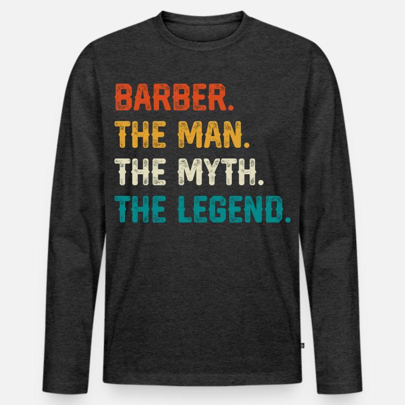 Barber Myth Legend Shirt - Männer Premium Bio Langarmshirt - Anthrazit meliert