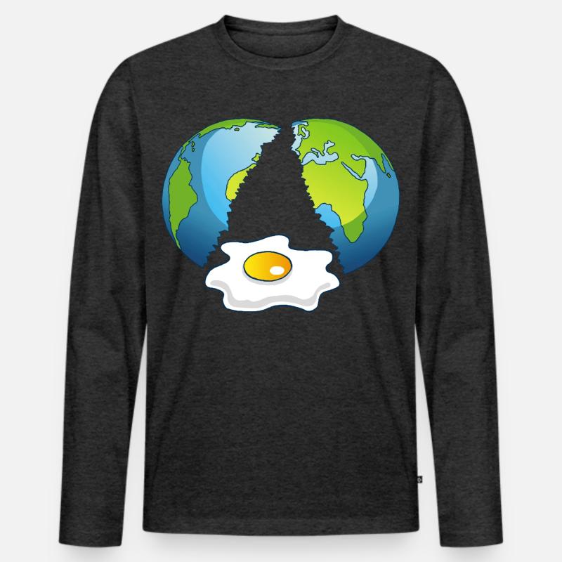 Planet Erde ist ein Ei - Männer Premium Bio Langarmshirt - Anthrazit meliert
