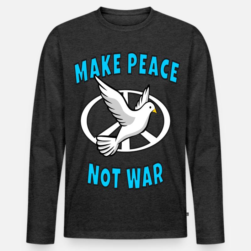 Make Peace Not War - Männer Premium Bio Langarmshirt - Anthrazit meliert