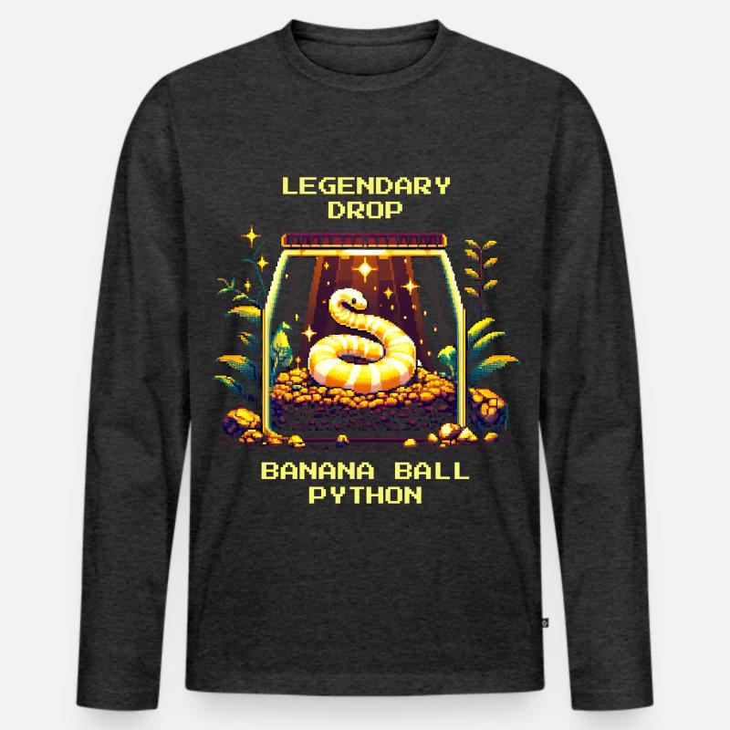 Découverte légendaire : python romain banane | Python - T-shirt manches longues Premium bio Homme - anthracite chiné