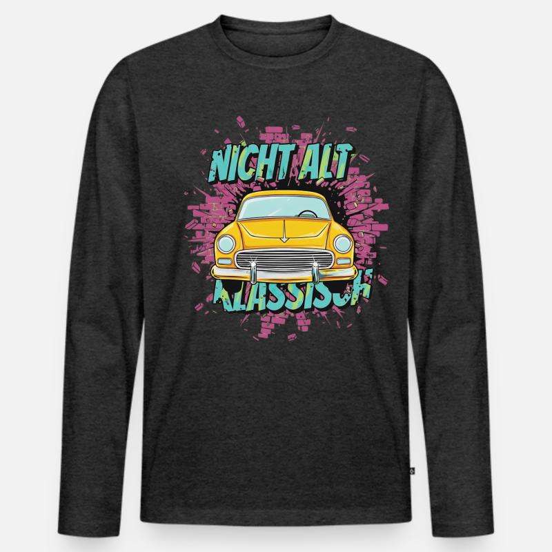Oldtimer Auto – Nicht Alt Klassisch - Männer Premium Bio Langarmshirt - Anthrazit meliert