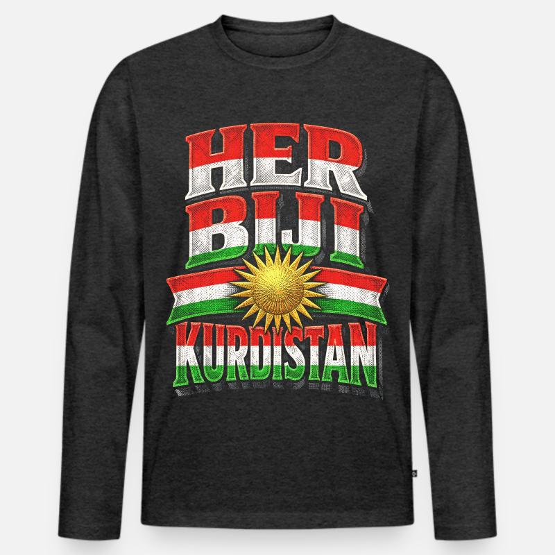 Her Biji Kurdistan Kurde Kurden - Männer Premium Bio Langarmshirt - Anthrazit meliert