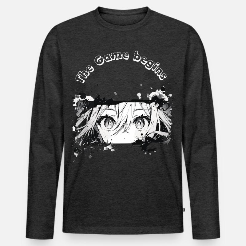 Gaming Anime  Geschenkidee - Männer Premium Bio Langarmshirt - Anthrazit meliert