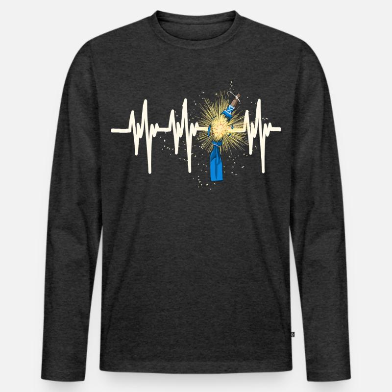 Fallas de Valencia Heartbeat - Männer Premium Bio Langarmshirt - Anthrazit meliert