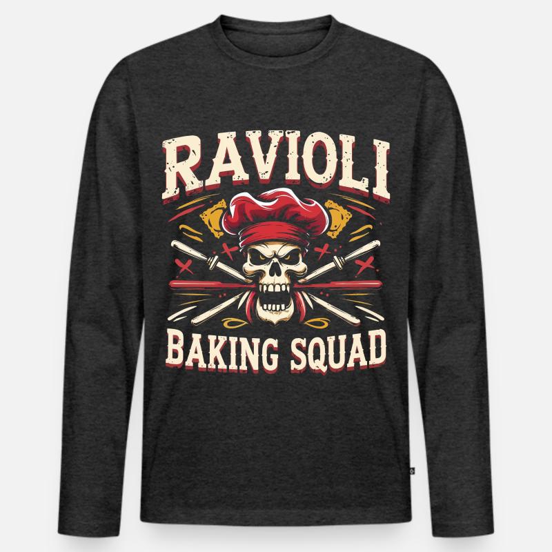 Ravioli Baking Squad - Männer Premium Bio Langarmshirt - Anthrazit meliert
