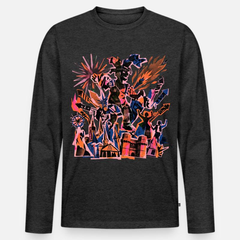 Fallas De Valencia Risographie - Männer Premium Bio Langarmshirt - Anthrazit meliert