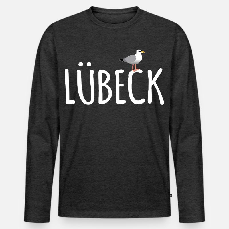 Lübeck Möwe - Männer Premium Bio Langarmshirt - Anthrazit meliert