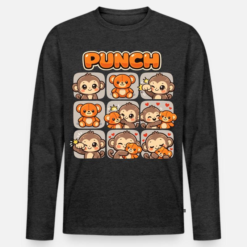 Affe Süßer Baby Faustschlag Geschenk - Männer Premium Bio Langarmshirt - Anthrazit meliert