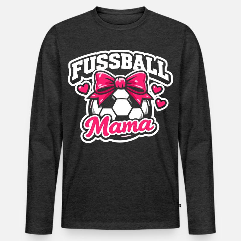 Fußball Mama Stolze Mutter Geschenk - Männer Premium Bio Langarmshirt - Anthrazit meliert