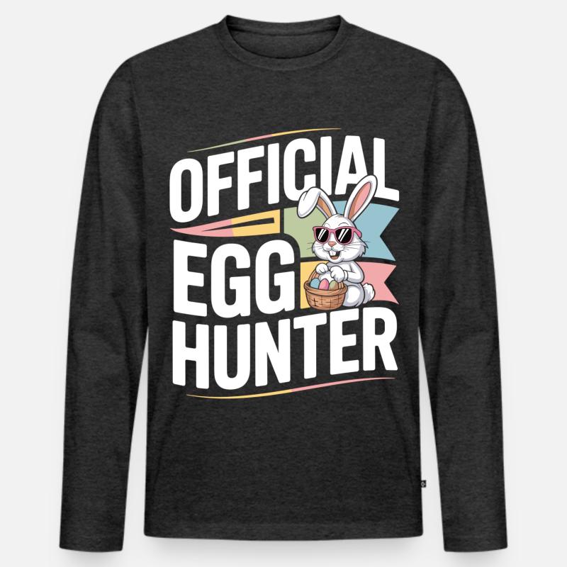 Official Egg Hunter Easter Bunny Easter Humor - Men's Premium Organic Long Sleeve Shirt - heather anthracite