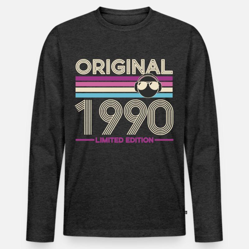 Originale limitierte Edition von 1990 - Männer Premium Bio Langarmshirt - Anthrazit meliert