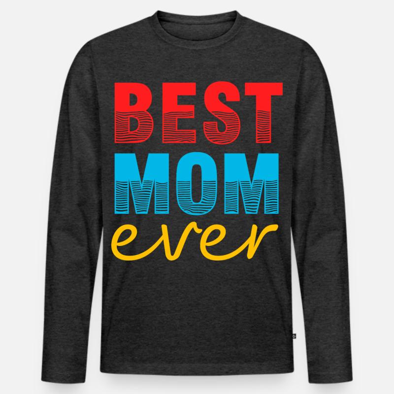 MomBest Mom Ever Geschenkshirt - Männer Premium Bio Langarmshirt - Anthrazit meliert