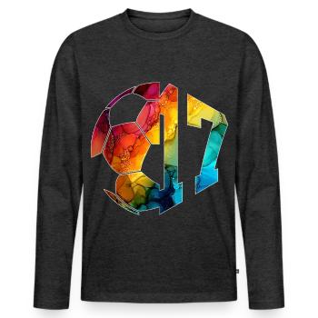 NO. 17 FOOTBALLER NUMBER 17 FOOTBALL 17TH BIRTHDAY - Men's Premium Organic Long Sleeve Shirt - heather anthracite - Front - Nico (187cm)
