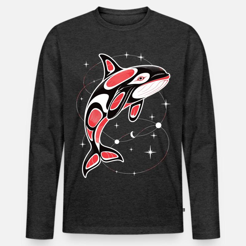 Orca T-Shirt Killerwal Wal - Männer Premium Bio Langarmshirt - Anthrazit meliert