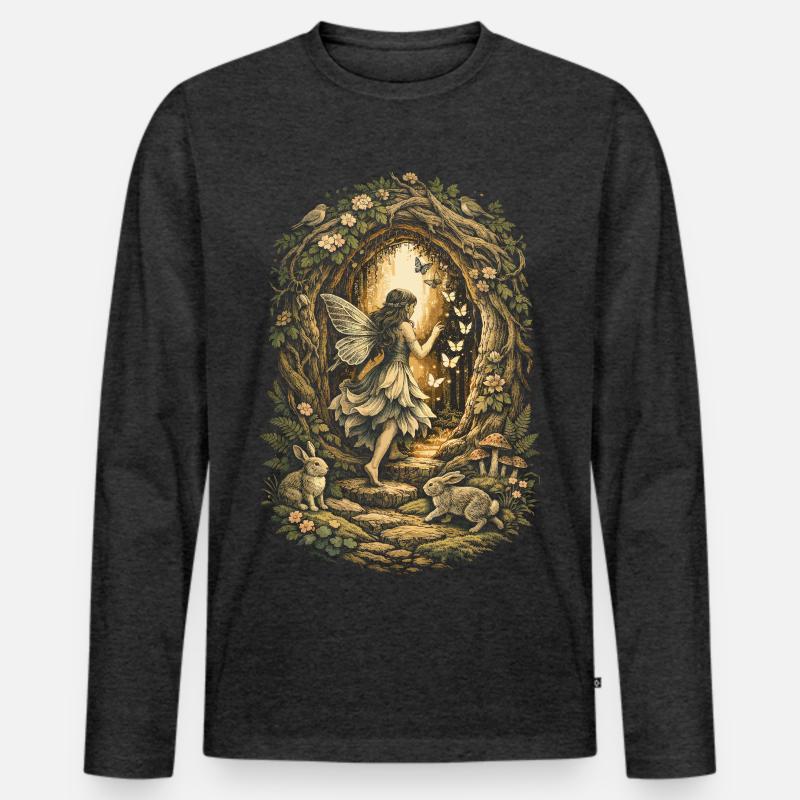 Fairycore Fee Gotisch - Männer Premium Bio Langarmshirt - Anthrazit meliert