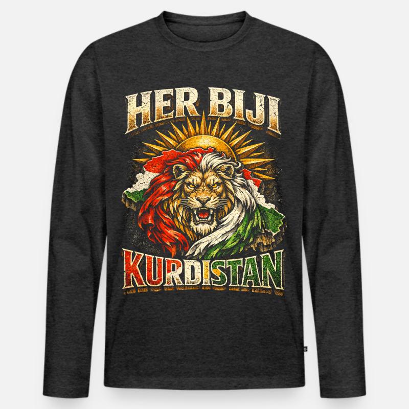 Her Biji Kurdistan Kurde Kurden - Männer Premium Bio Langarmshirt - Anthrazit meliert