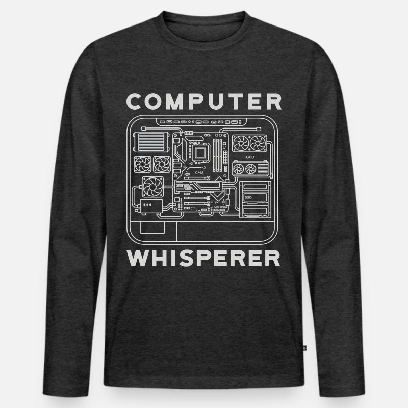 Computer Flüsterer Motherboard Hardware PC - Männer Premium Bio Langarmshirt - Anthrazit meliert