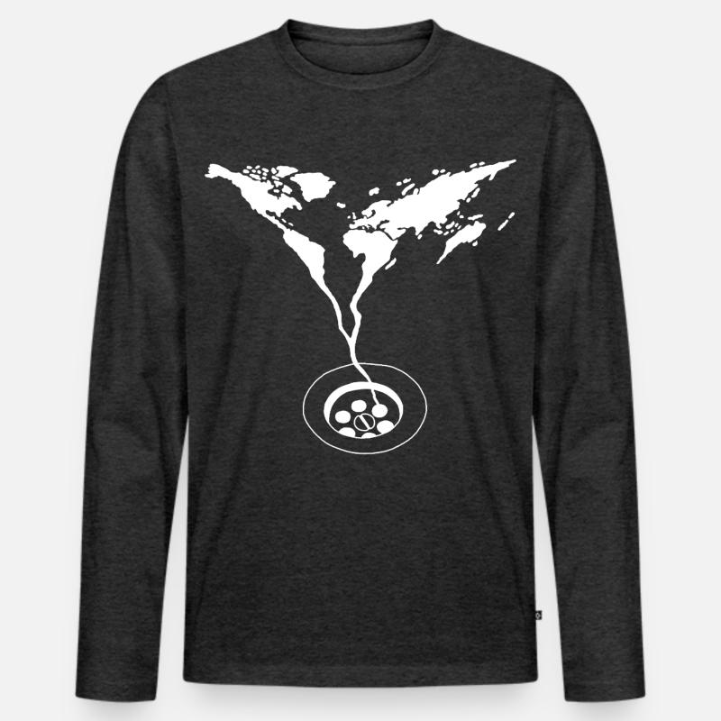 Das Ende der Welt (weiß) - Männer Premium Bio Langarmshirt - Anthrazit meliert