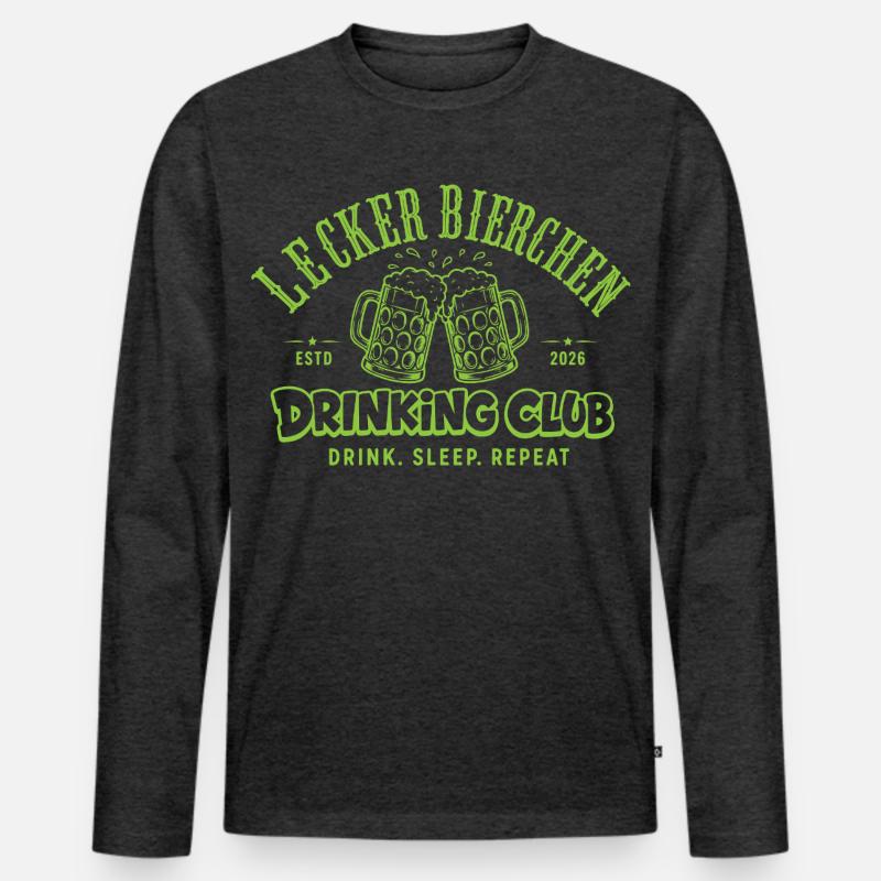 Lecker Bierchen Drinking Club | Malle Daydrinking  - Männer Premium Bio Langarmshirt - Anthrazit meliert