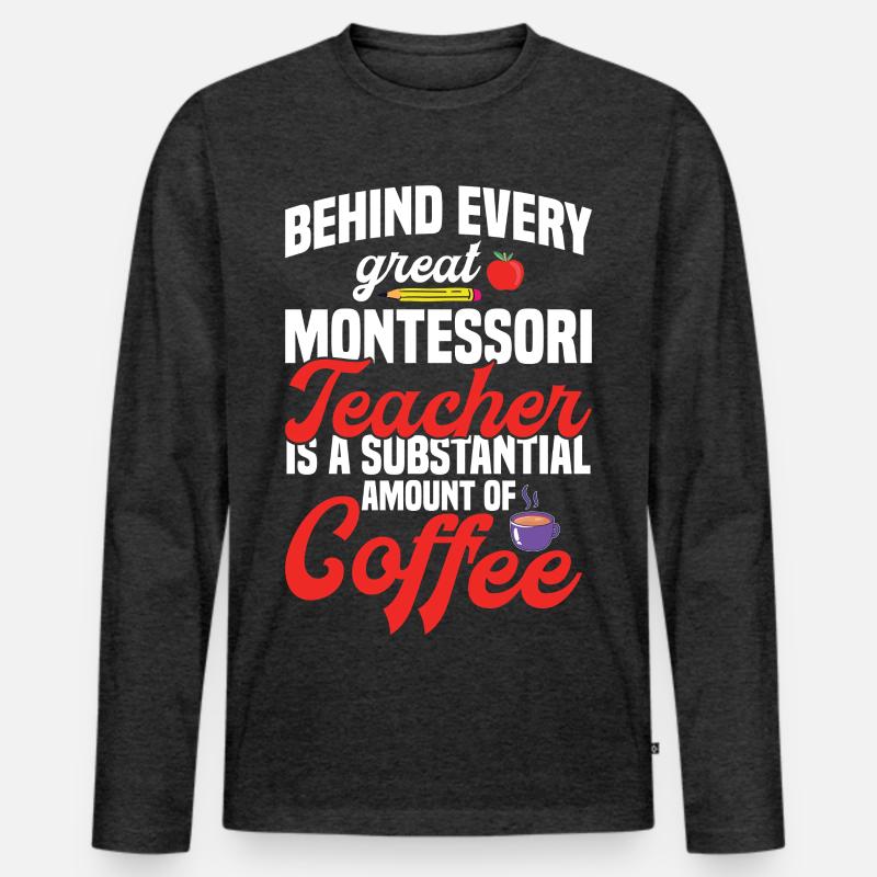 Montessori-Lehrer-Methode Schule - Männer Premium Bio Langarmshirt - Anthrazit meliert