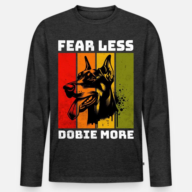Doberman Dobermann - Männer Premium Bio Langarmshirt - Anthrazit meliert