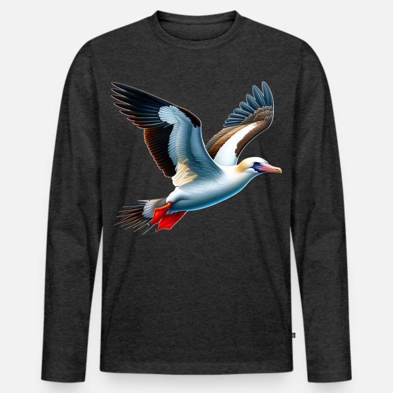 Nazca Tölpel Geschenk - Männer Premium Bio Langarmshirt - Anthrazit meliert