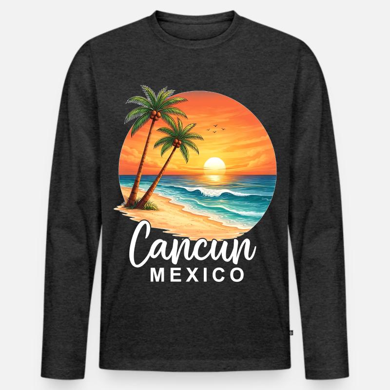 Cancun Mexico - Männer Premium Bio Langarmshirt - Anthrazit meliert