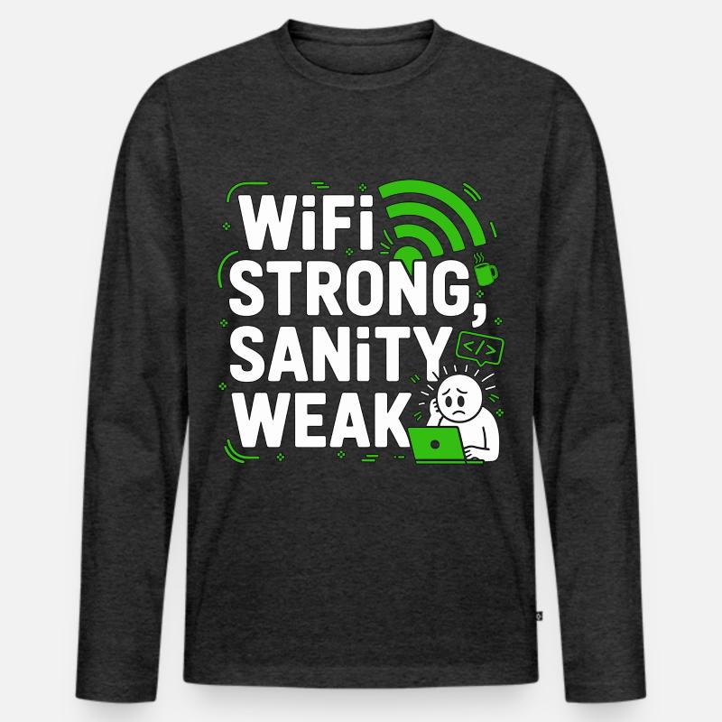 Remote Developer WiFi Strong Software Engineering - Männer Premium Bio Langarmshirt - Anthrazit meliert
