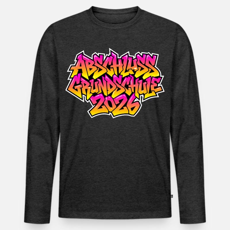 Grundschule Abschluss 2026 Graffiti - Männer Premium Bio Langarmshirt - Anthrazit meliert