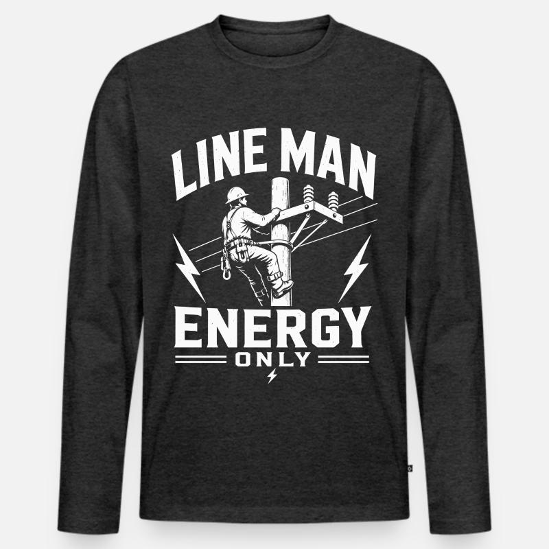 Technik Ingenieur Elektriker Lineman Design - Männer Premium Bio Langarmshirt - Anthrazit meliert
