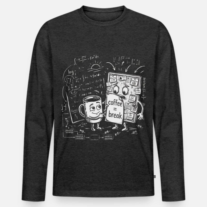 Deadline-Chaos: Coffee Break Büro Geschenk - Männer Premium Bio Langarmshirt - Anthrazit meliert