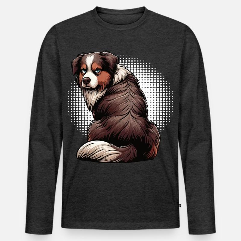 Australian Shepherd Aussie Aussiebesitzer Aussies - Männer Premium Bio Langarmshirt - Anthrazit meliert