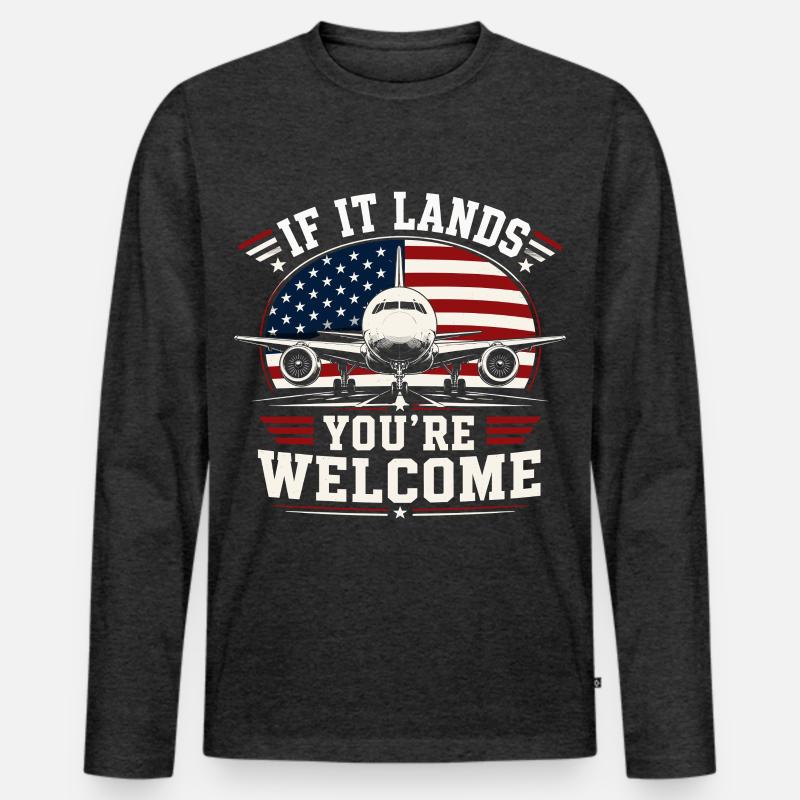 Luftfahrt Techniker Flugzeug Wartung - Männer Premium Bio Langarmshirt - Anthrazit meliert