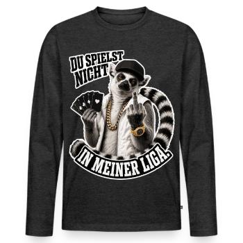 Tu n’es pas à mon niveau - T-shirt manches longues Premium bio Homme - anthracite chiné - Devant - Nico (187cm)