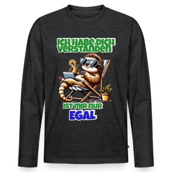 Faultier Shirt – Ist mir nur egal - Männer Premium Bio Langarmshirt - Anthrazit meliert - Vorne - Nico (187cm)