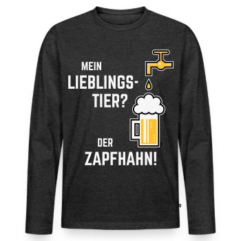 Mein Lieblingstier? Der Zapfhahn! (Bier / 3C) - Männer Premium Bio Langarmshirt - Anthrazit meliert - Vorne - Nico (187cm)