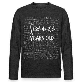 21e Anniversaire Calcul Intégral Math Geek Drôle - T-shirt manches longues Premium bio Homme - anthracite chiné - Devant - Nico (187cm)