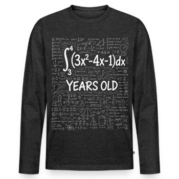 22e Anniversaire Calcul Intégral Math Geek Drôle - T-shirt manches longues Premium bio Homme - anthracite chiné - Devant - Nico (187cm)
