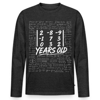 21e Anniv. Déterminant Matrice Math Geek Drôle - T-shirt manches longues Premium bio Homme - anthracite chiné - Devant - Nico (187cm)