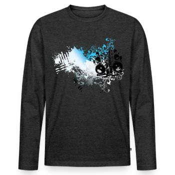 Frutiger Metro Lautsprecher – Floral Grunge Splash - Männer Premium Bio Langarmshirt - Anthrazit meliert - Vorne - Nico (187cm)