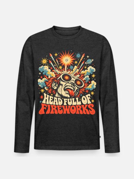 Pyro Head Feuerwerk - Männer Premium Bio Langarmshirt - Anthrazit meliert