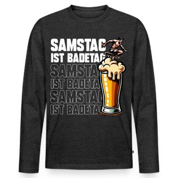 Samstag ist Badetag Surf & Bier - Männer Premium Bio Langarmshirt - Anthrazit meliert - Vorne - Nico (187cm)